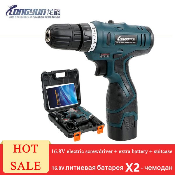 

16.8v cordless drill spare lithium battery torque electric drill bit electric screwdriver with plastic briefcase powerful tools