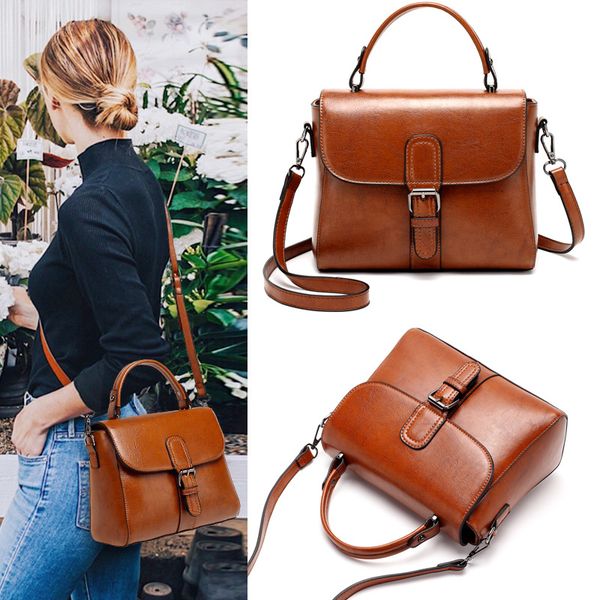 

designer women's sling bag new korean fashion simple leisure handbag oil wax leather women's bags