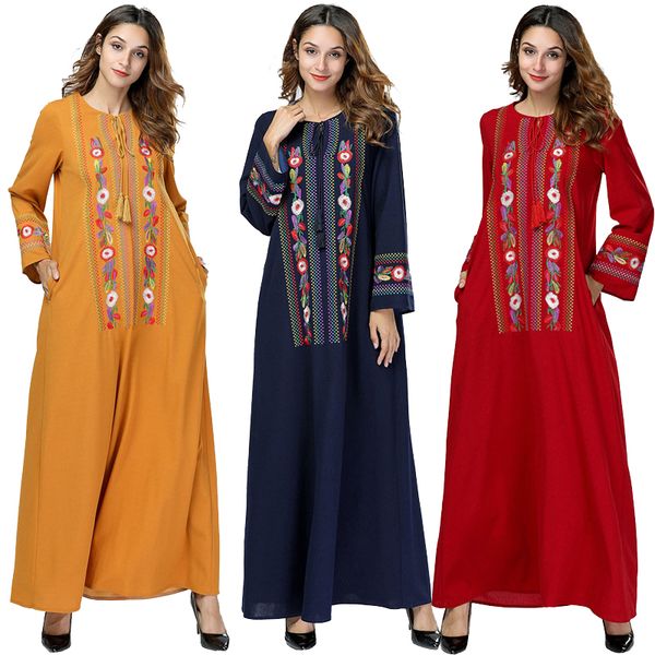 

spring abayas for women kaftan qatar uae islam bangladesh muslim hijab dress jilbab robe abaya dubai turkish islamic clothing, Red