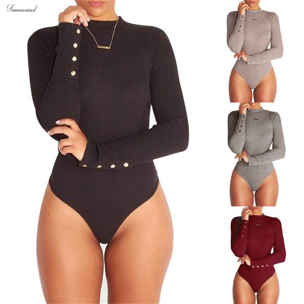 

женщины водолазки bodysuit сексуальной кнопка с длинным рукавом твердых ромперы stretch легкого костюма с шортами женского тонкого комбинезо, Black;white