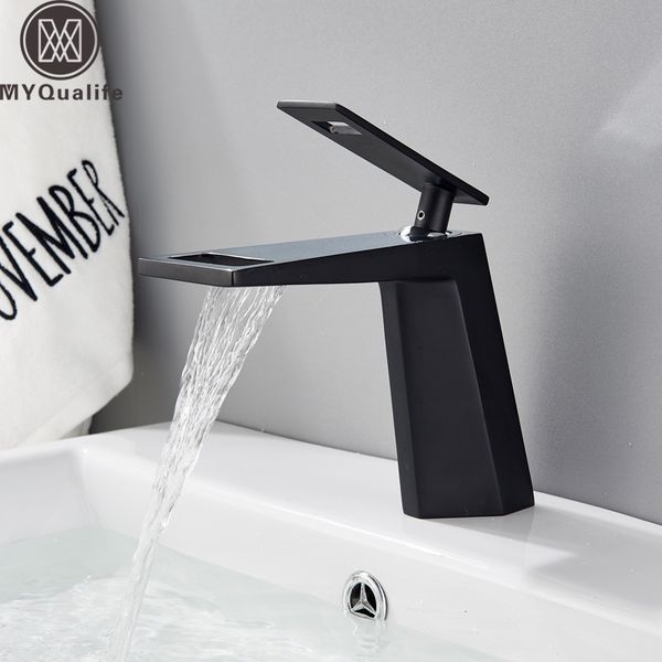 

black waterfall basin faucet deck mounted brass single handle mixer tap deck mounted chrome white bathroom tap cold faucet