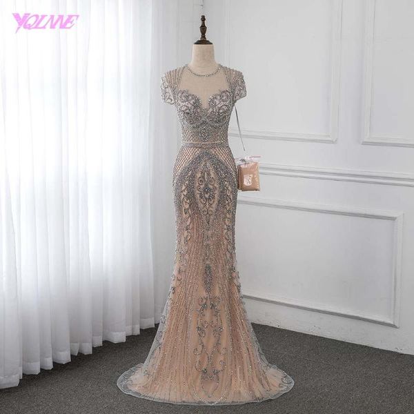 

luxury handmade rhinestones evening dress long cap sleeve mermaid formal evening gown runway fashion dresses yqlnne, White;black