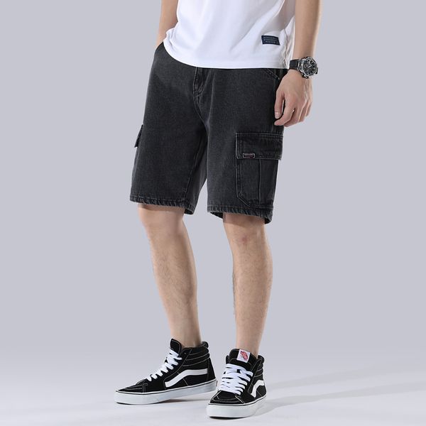 

hole denim shorts men 2019 men's summer thin section slim straight five pants men's casual zipper knee length short jeans, Blue