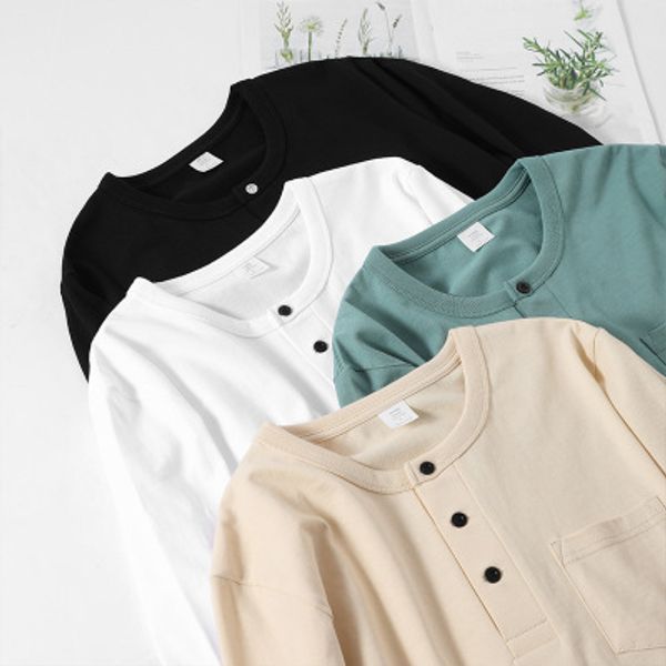 

мужская дизайнерская одежда жесткий парень tee небольшой вырез генри воротник с длинными рукавами футболки мужские прилива карты 2019 осенью, White;black