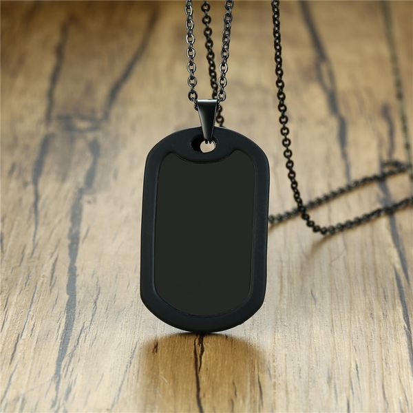 

modyle 2019 new black silver color stainless steel dog tags silicone pendant necklace for men
