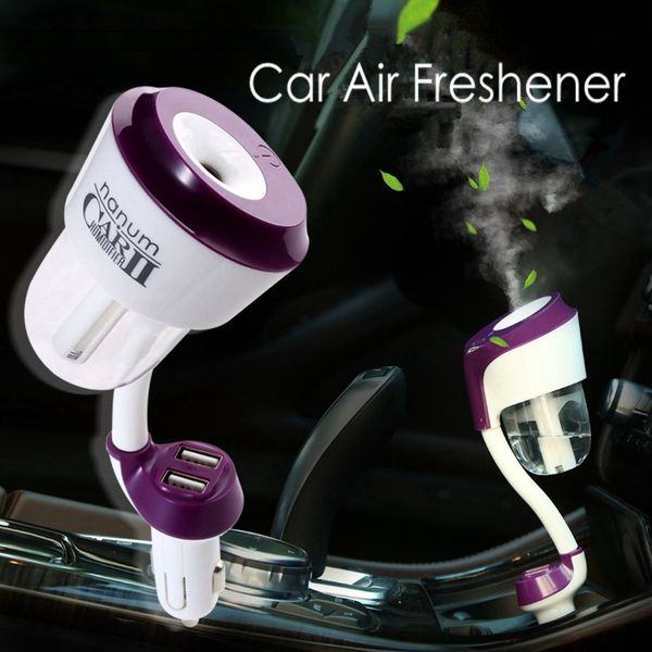 

car humidifier with double 2usb car steam air purifier freshener aroma diffuser essential oil diffuser mist maker fogger hha308