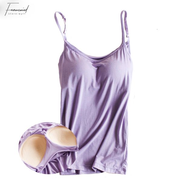 

дамы топы bra tank top женщины модальные ремень спагетти бретели со встроенным бюстгальтер solid cami top женщины топы жилет одежда, White