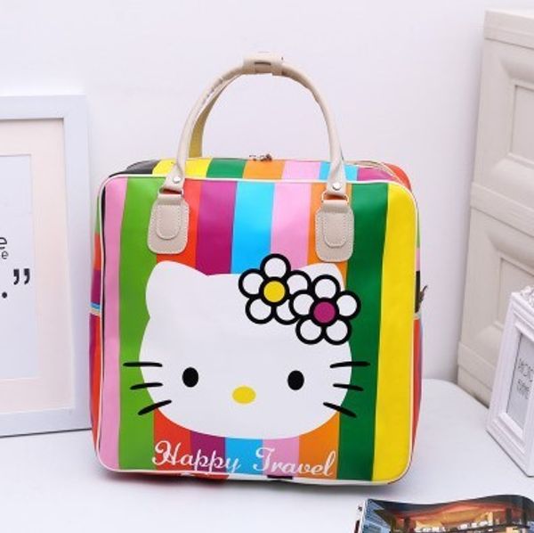 

womens handbag travel storage bag cartoon clothing luggage children kids finishing quilt waterproof student handbagwhosale shopping bag, Blue;pink