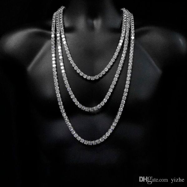 

Хип-хоп теннис цепи ожерелье с AAA cz проложили для мужчин ювелирные изделия с белым