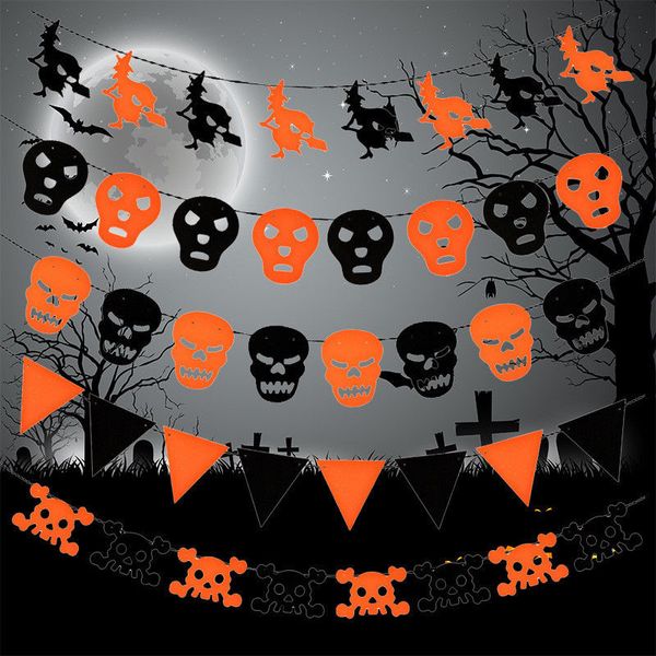 

Halloween Decor Pumpkin Skull Flag Bunting Party Decoration Props DIY 2M