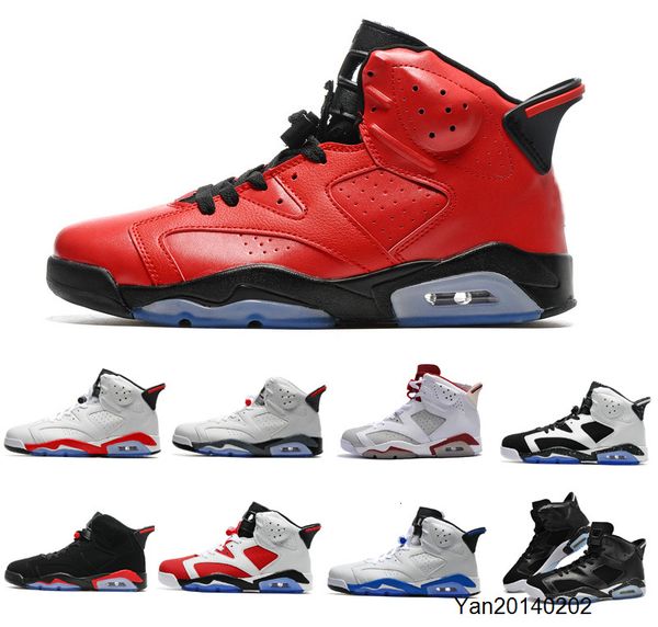 

6 for infrared red black cat maroon carmine mens basketball shoes classic 6s vi mid athletic sport sneakers