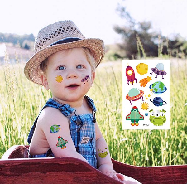 

cartoon space airship series tattoo subsidies children astronaut temporary tattoo sticker