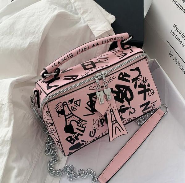 

дизайнер роскошных сумок кошельков лето женщин сумка мода граффити цепи плечо сумка дама париж граффити