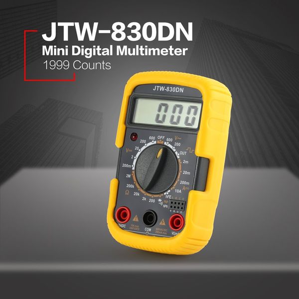 

jtw-830dn mini handheld digital multimeter ac/dc volt amp ohm diode hfe tester 1999 counts multifunction portable multimeters