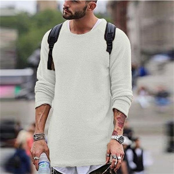 

men's sweater o-neck solid color loose fit knittwear autumn winter mens sweaters pullovers pullover bottoming 2020 casual, White;black
