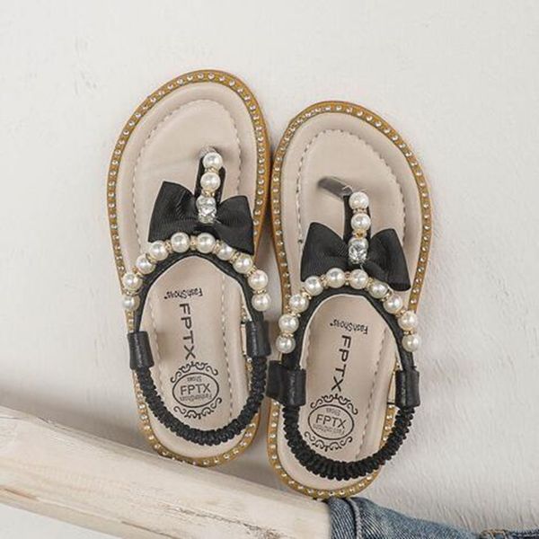 

new summer baby girl sandals 3 colors fashion sweet pearl bow baby girls shoes anti-slip soft sole beach sandals first walkers princess shoe, Black;red
