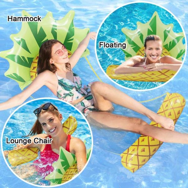 

new portable pineapple summer inflatable foldable floating row beach pool chair hammock water sports