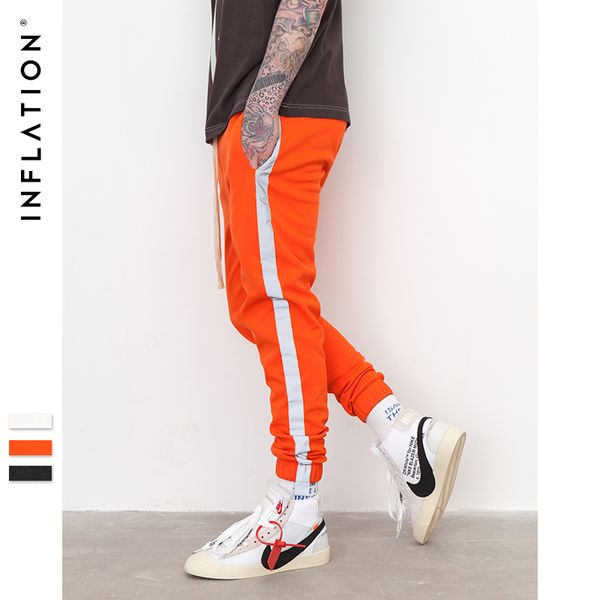 

inflation striped reflective pant mens 2019 hip hop casual joggers sweatpants trousers male street fashion mens trousers 8407s, Black