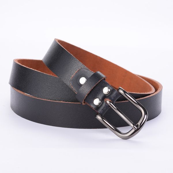 

men's belt business leather belts first layer leather needle buckle belt 6 packs, Black;green