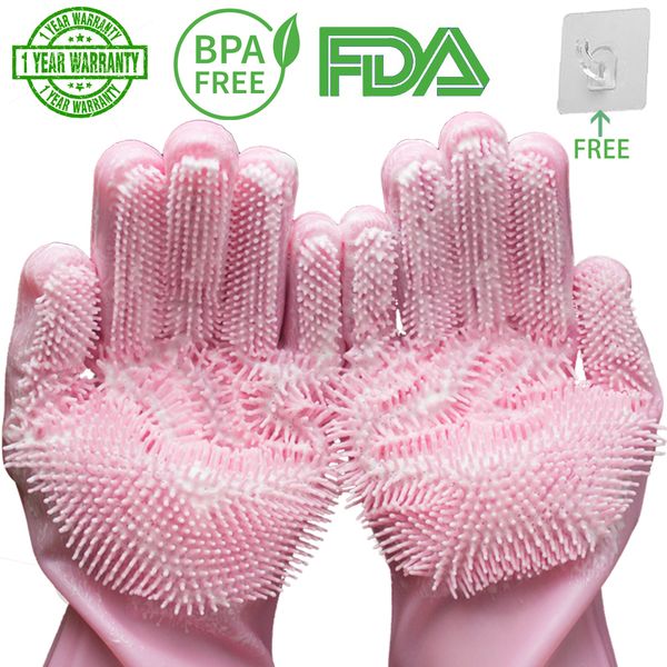 

magic silicone gloves household dishwashing rubber scrubbing kitchen housework cleaning gloves