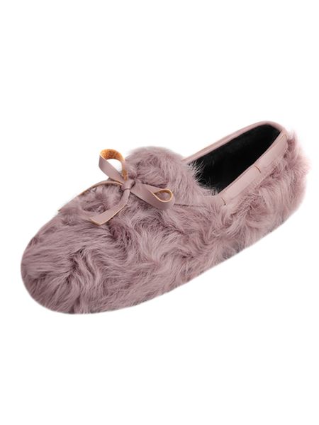 

women's wool fur slipper indoor & outdoor moccasins slip on, Black