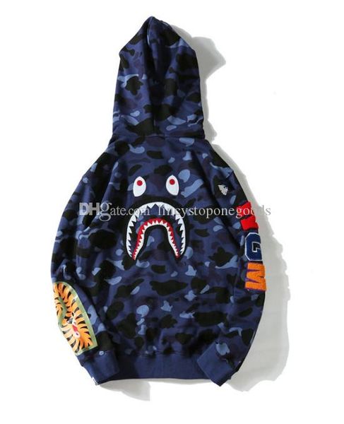 

mens sportwear coat jogger tracksuit fleece sweatshirt crewneck bird black camouflage hip hop double zipper hoodie men women wgmshark mouth