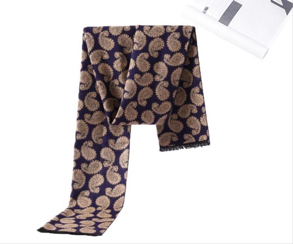 

2019 new arrival long silk scarf men warm winter scarf women cashew nut pattern and shawl for business, Blue;gray