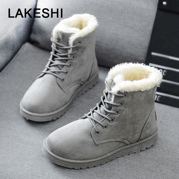

warm winter female fashion shoes faux suede ankle for women botas mujer plush insole snow boots y200115, Black