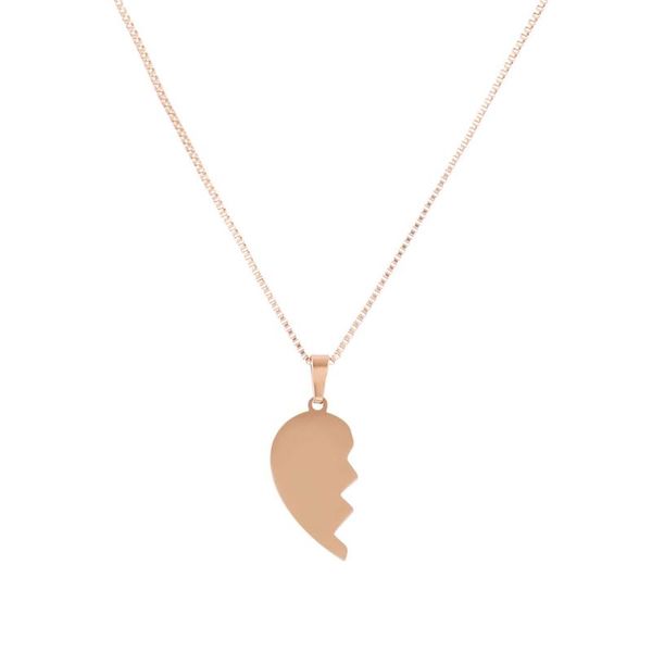 

simple half love heart pendant necklace for women stainless steel short choker neckalces friendship gift fashion jewelry 2020, Silver