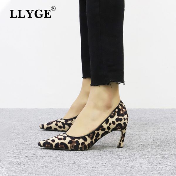 

women's leopard pumps women shallow pointed toe woman thin high heels comfortable soft suede female shoes 2020 spring, Black