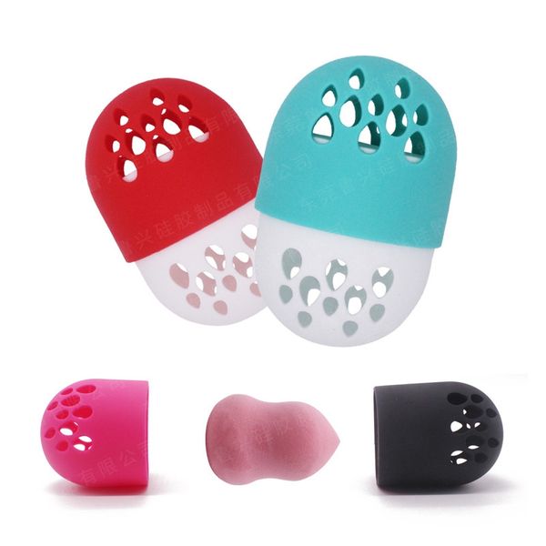 

silicone makeup sponge holder capsule shape drying box beauty egg storage cosmetic puff display rack breathable hha564