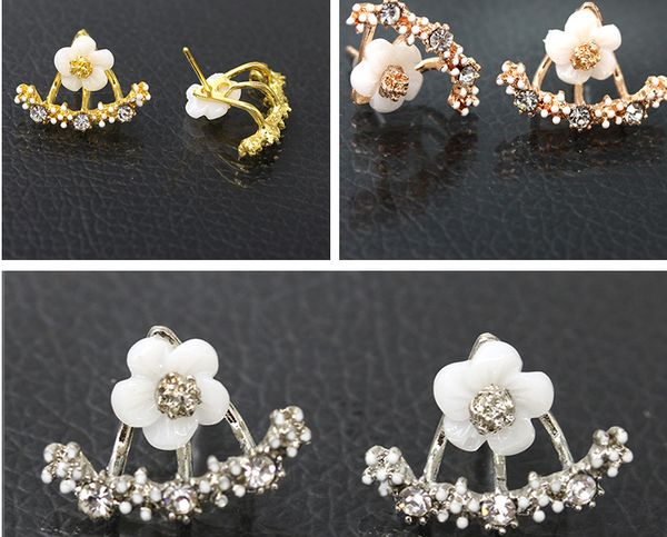 

2019 fashion jewelry cute cherry blossoms flower stud earrings for women several peach blossoms earrings, Golden;silver