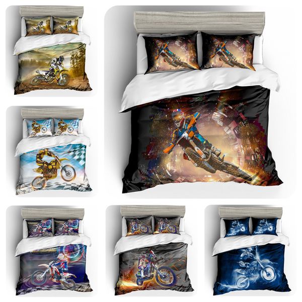 

3d three - piece mountain motorcycle extreme sport home textile bedding