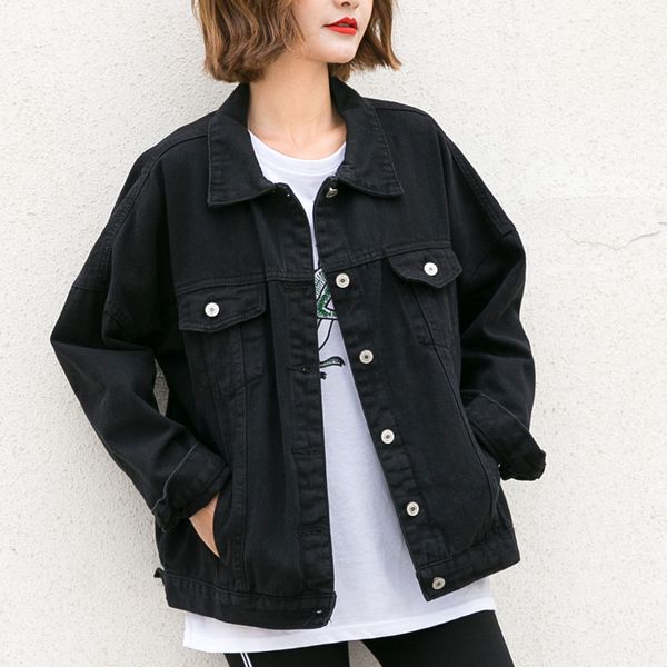 

women's jackets 2021 spring denim jacket women casual korean black jeans coat oversize female cotton fall nc3f135d-9993 kj2211, Black;brown