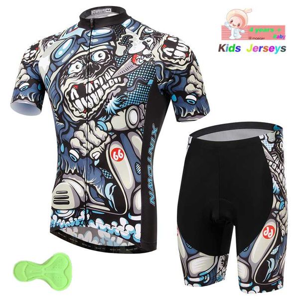 

cool boys cycling clothing kids bike clothing breathable anti-uv bicycle wear summer short sleeve cycling jersey set, Black;blue