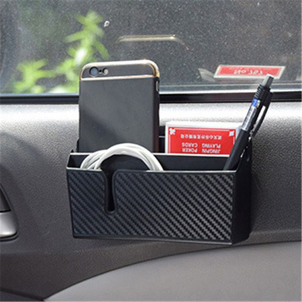 

car storage box model carbon fiber grain paste type cellphone holder flexible glue surface stowing tidying storage box