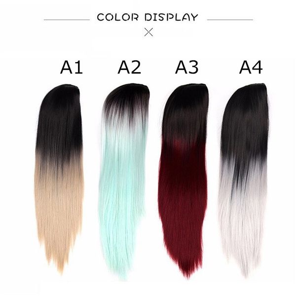 

женские прямые волосы химическое волокно парик оголовье в длинные прямые волосы женский красящий градиент химическое волокно парик комплект, Black