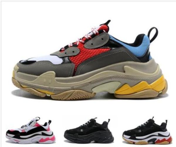 

new1 latest2 mens shoe 1 sneakers genuine leather paris 17fw triple-s sneakers triple s casual shoes designer mens sports chaussures, Black