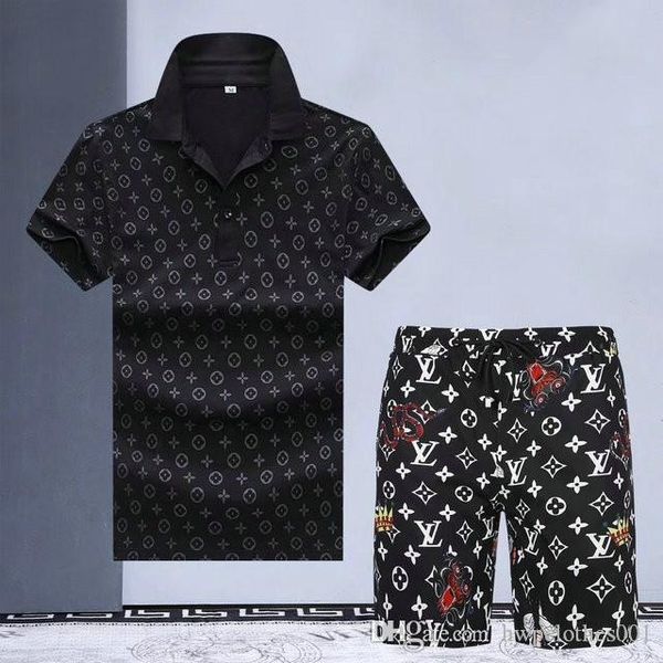 

2020 summer new brand mens tracksuit suits jogging suit sports luxury mens designer tracksui letter tshirt+shorts medusa suit, Gray