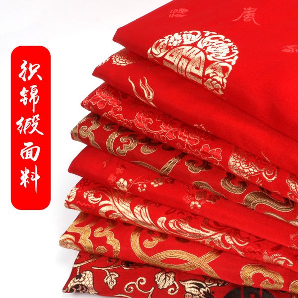 

chinese red tang suit cheongsam sheet cloth silk like damask jacquard brocade metallic fabric, Black;white