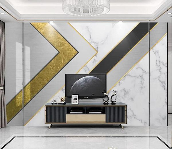 

wallpapers cjsir custom papel de parede 3d po mural wall papers home decoration golden line geometric marble wallpaper for bedroom walls