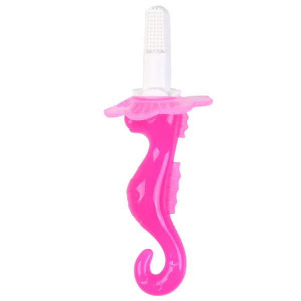 

baby silicone toothbrush environmentally safe baby teether teething ring kids cute seahorse shape teether children chewing