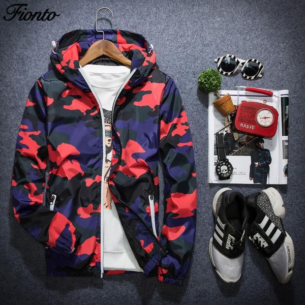 

fionto spring new bomber zipper camouflage hooded jacket male casual streetwear hip hop slim fit pilot coat men clothes ca2293/5, Black;brown
