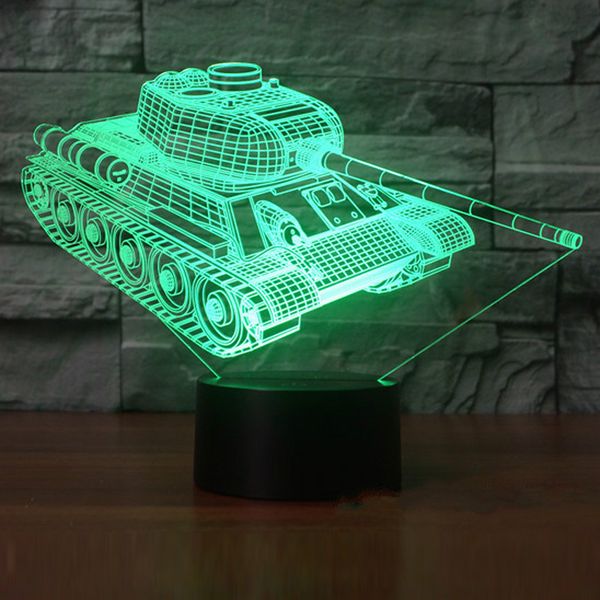 

cool tanks 3d illusion led night light 7 color changing smart touch button usb table lamp bedroom shop gift light