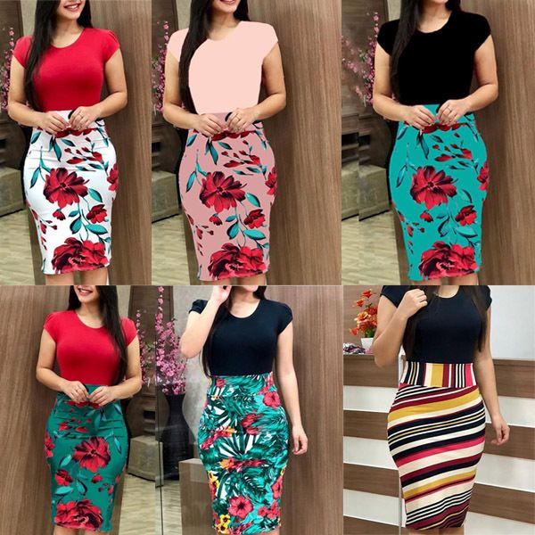 

womens designercolor matching flower printing hip large size dress, Black