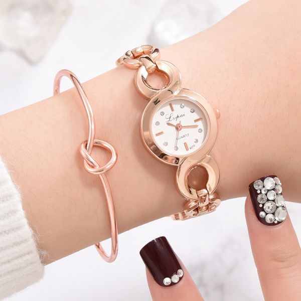 

ladies quartz wristwatches montre femme buckle link strap simple point drill dial bracelet watch ladies watches women n55, Slivery;brown