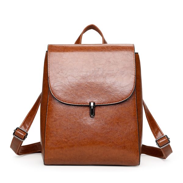 

new 2020 bag simple shoulder solid travel leather lady casual classical school backpack women wild backpack for women