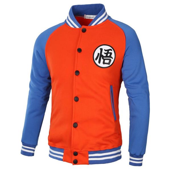 

men's jacket 2020 fall color collar jacket baseball sports goku text print men's casual, Black;brown