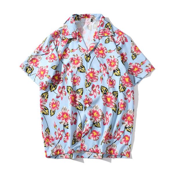 

men's casual shirts harajuku floral print hawaiian beach men holiday camp tropical summer short sleeve, White;black