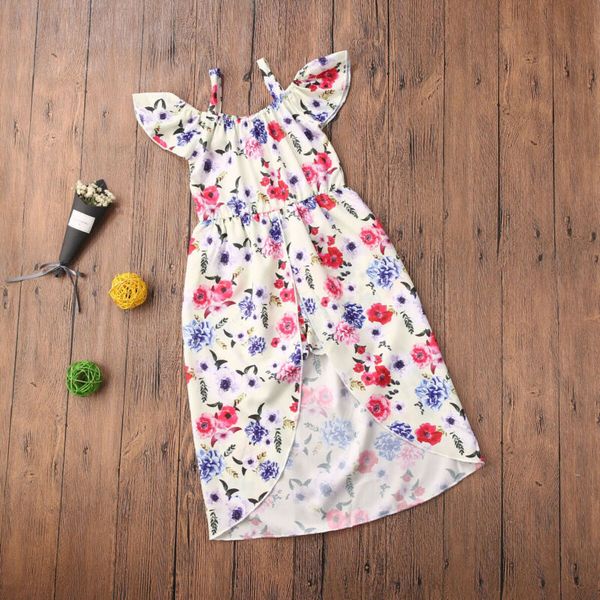 

1-6y toddler kids baby girls off shoulder floral dress princess party summer dress, Red;yellow